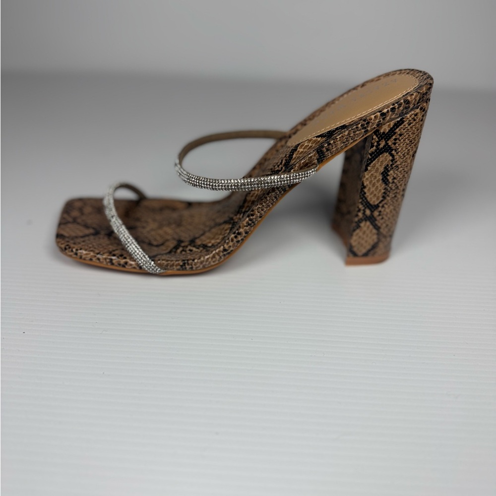 Azalea Wang Eulalia Snake Rhinestone Strap Mule Heels Size 8 - Picture 3 of 6